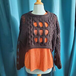 NWT Make a Bold Statement with this Unique Open Knit Sweater!  M/L/XL